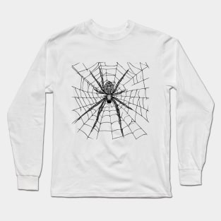 scary spider on a cobweb, halloween style Long Sleeve T-Shirt